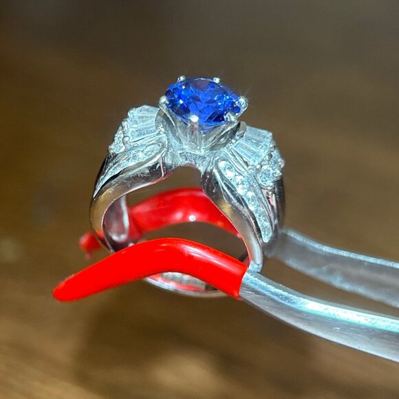925 Blue/White Cz Ring - Picture 7 of 11